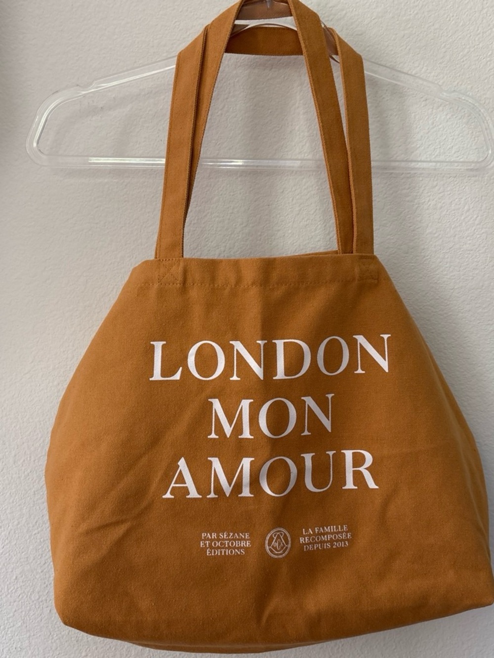 Sezane NEW London Mon Amour Canvas Tote Bag in Ochre